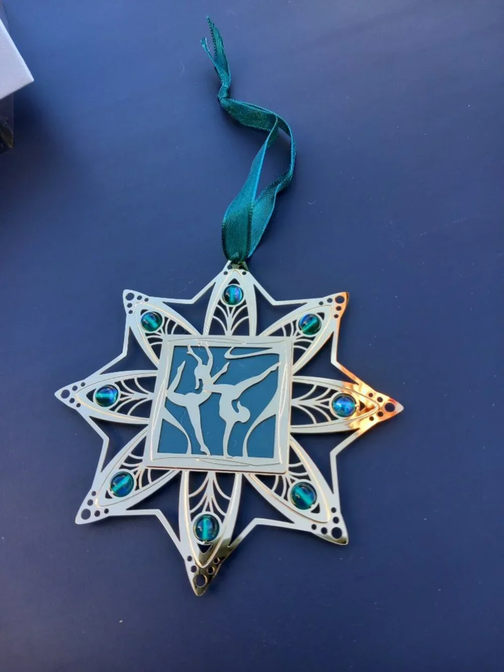 Gymnastics Ornament - Gold and Hunter Green